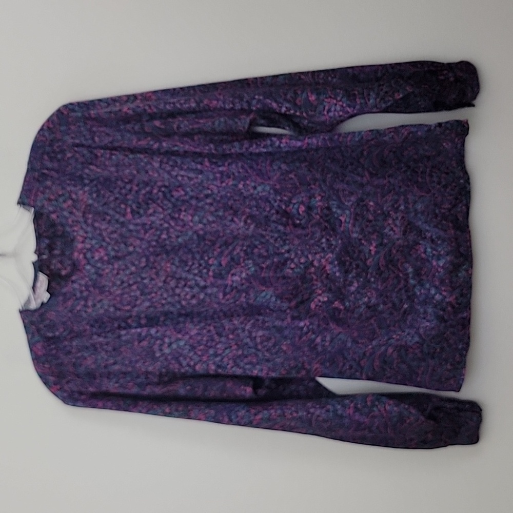San Andre New York Paris Vintage Print Purple, Pink, Green Blouse 6